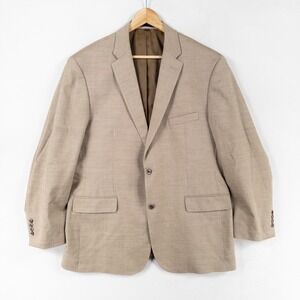 Jos. A. Bank Suit Jacket Mens 46 LONG Tan Brown Woven Wool Blend Double Vent